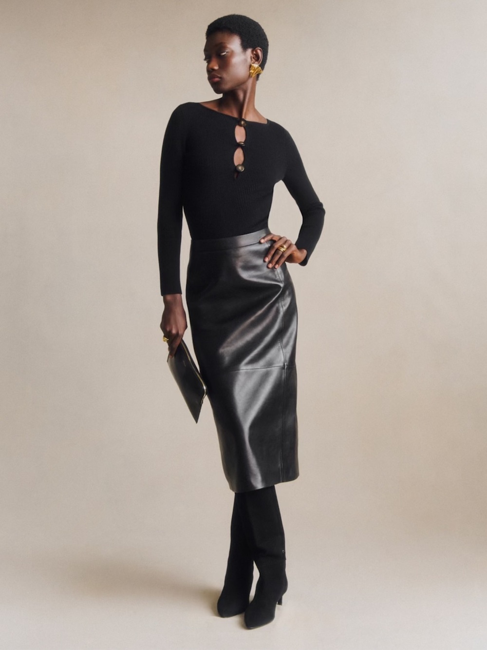Sezane Magalia Skirt Black - Size 6